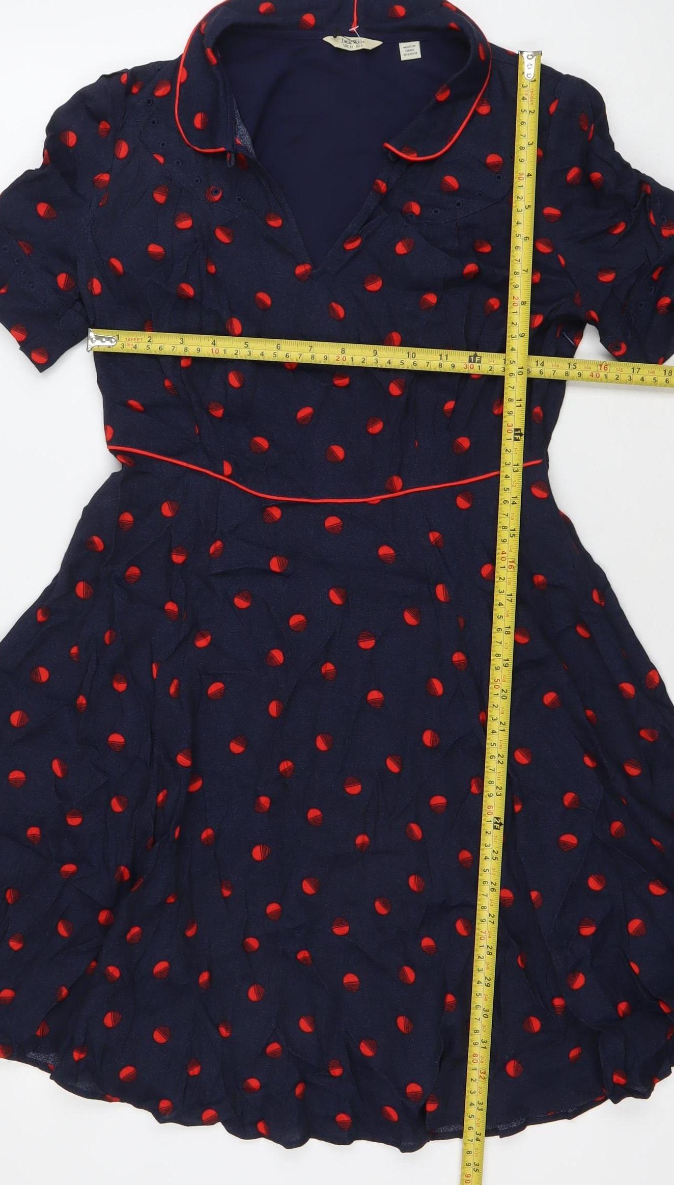 Jack Wills Women’s Blue Polka Dot Fit & Flare Dress UK 10