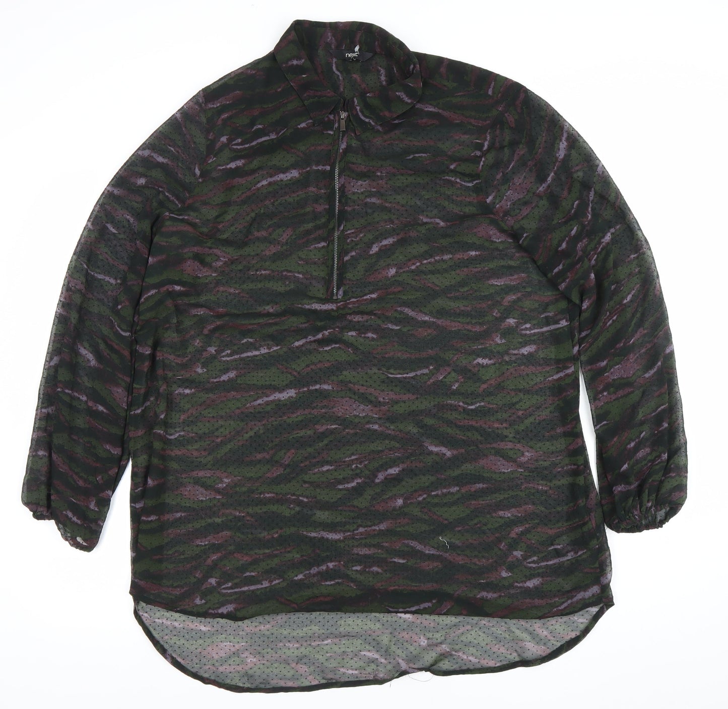 Next Womens Camouflage Print Sheer Tunic Blouse Size 18