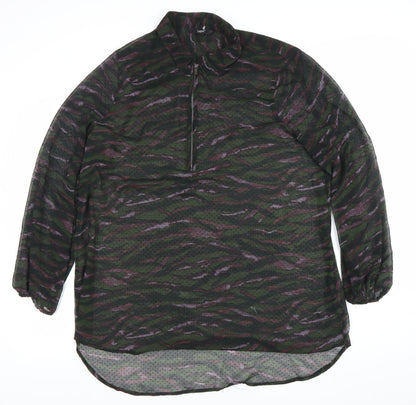 Next Womens Camouflage Print Sheer Tunic Blouse Size 18