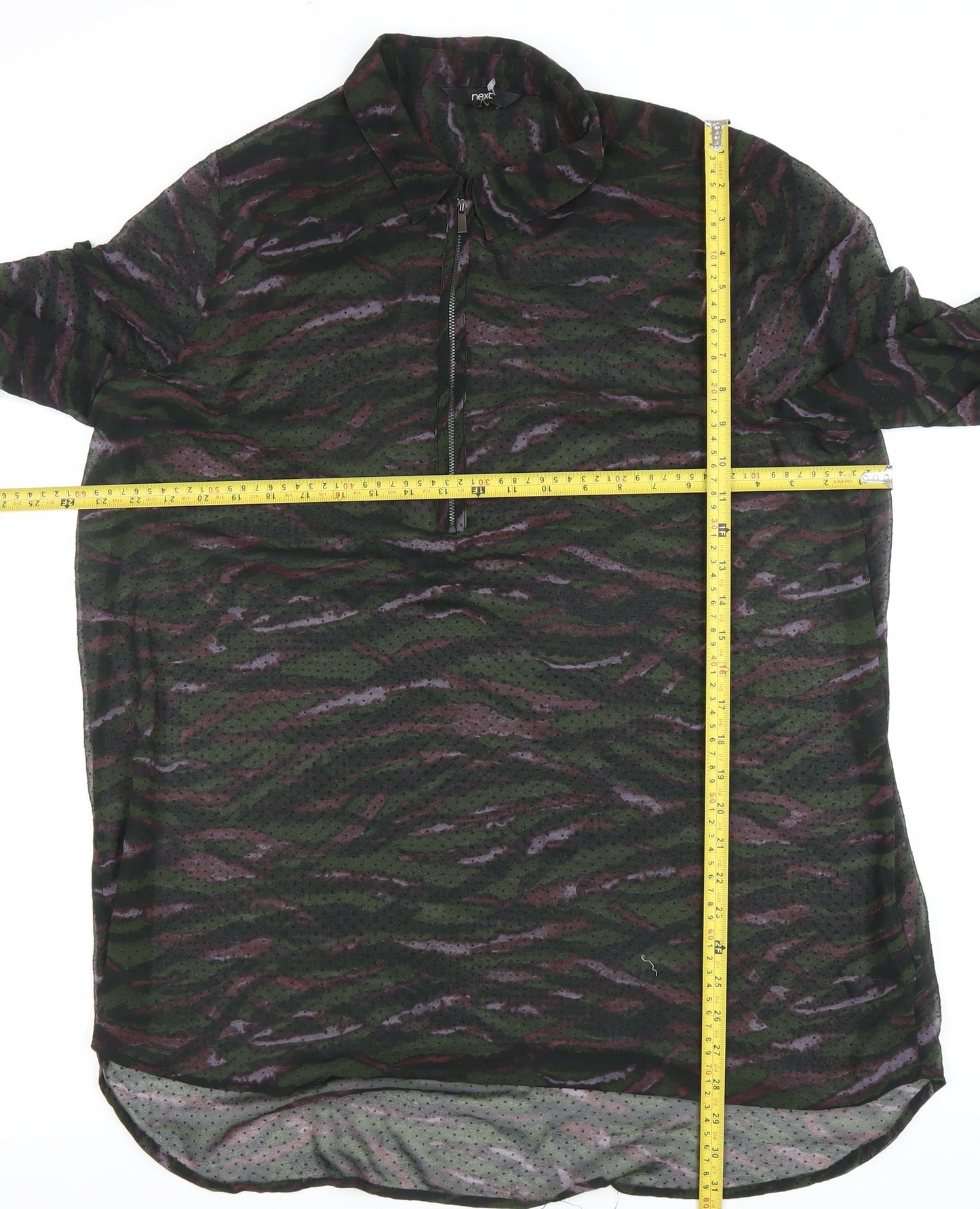 Next Womens Camouflage Print Sheer Tunic Blouse Size 18