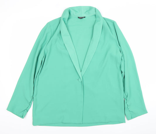 Topshop Women’s Green Size 12 Shawl Collar Blazer Jacket