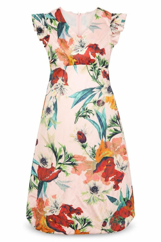 Splash Womens Multicoloured Floral Sheath Dress Size 8 V-Neck Sleeveless