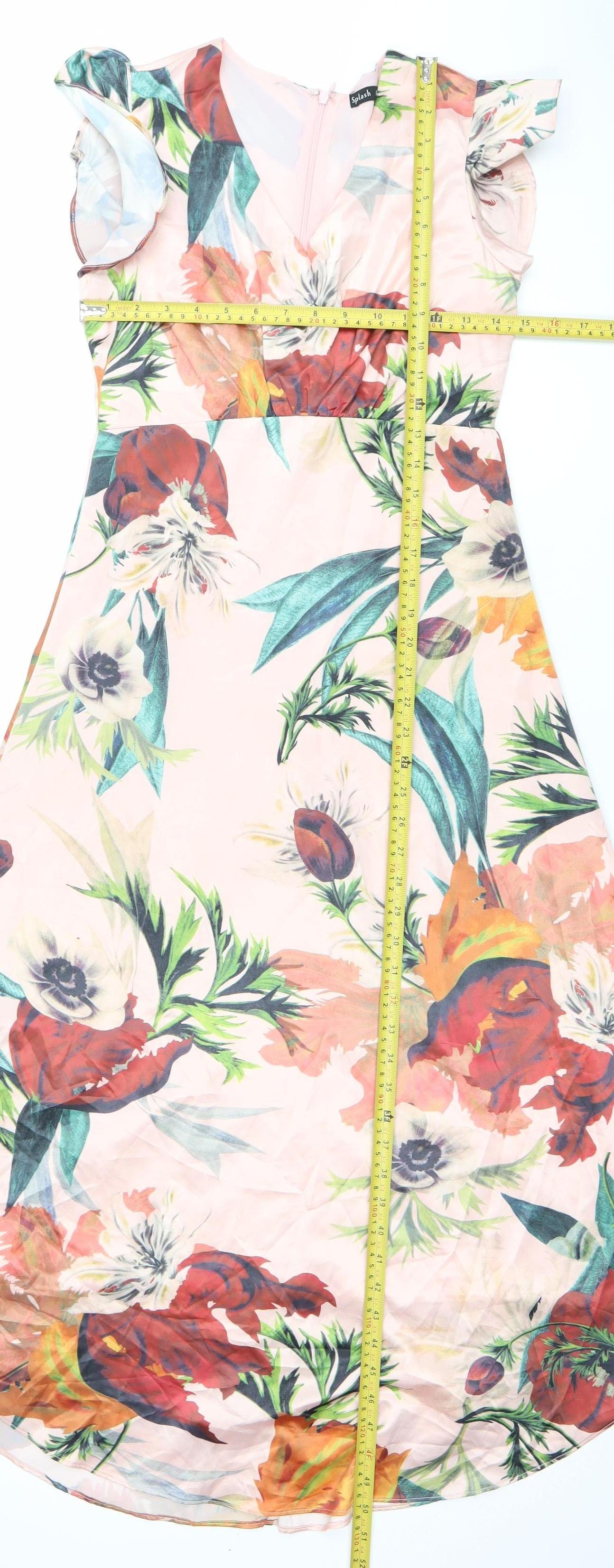 Splash Womens Multicoloured Floral Sheath Dress Size 8 V-Neck Sleeveless