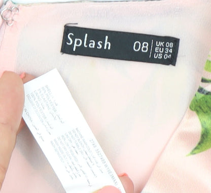Splash Womens Multicoloured Floral Sheath Dress Size 8 V-Neck Sleeveless