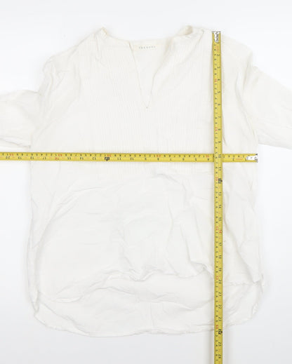Trenery Women’s White Linen Cotton Long Sleeve Tunic Blouse S
