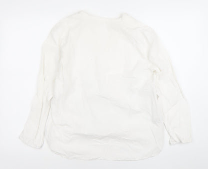 Trenery Women’s White Linen Cotton Long Sleeve Tunic Blouse S