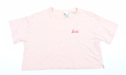 H&M Women Barbie Pink Cotton Cropped T-Shirt Size 12