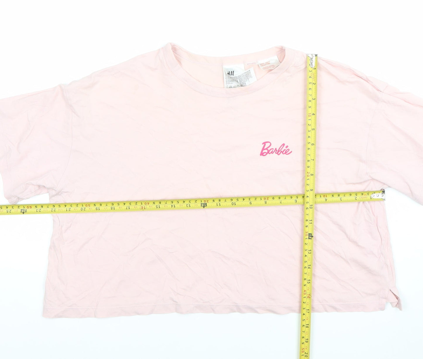 H&M Women Barbie Pink Cotton Cropped T-Shirt Size 12