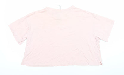 H&M Women Barbie Pink Cotton Cropped T-Shirt Size 12