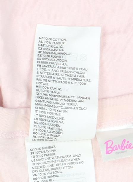 H&M Women Barbie Pink Cotton Cropped T-Shirt Size 12