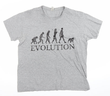 Imperial Men's Grey Evolution Funny Graphic T-Shirt Size L