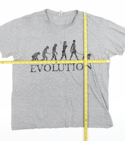 Imperial Men's Grey Evolution Funny Graphic T-Shirt Size L