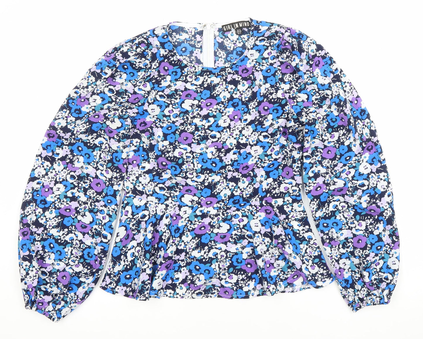 Girl In Mind Womens Multicoloured Floral Blouse UK 8 Long Sleeve