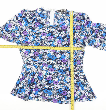 Girl In Mind Womens Multicoloured Floral Blouse UK 8 Long Sleeve