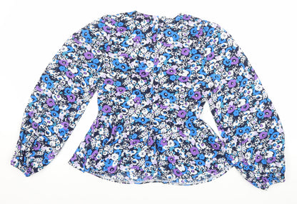 Girl In Mind Womens Multicoloured Floral Blouse UK 8 Long Sleeve