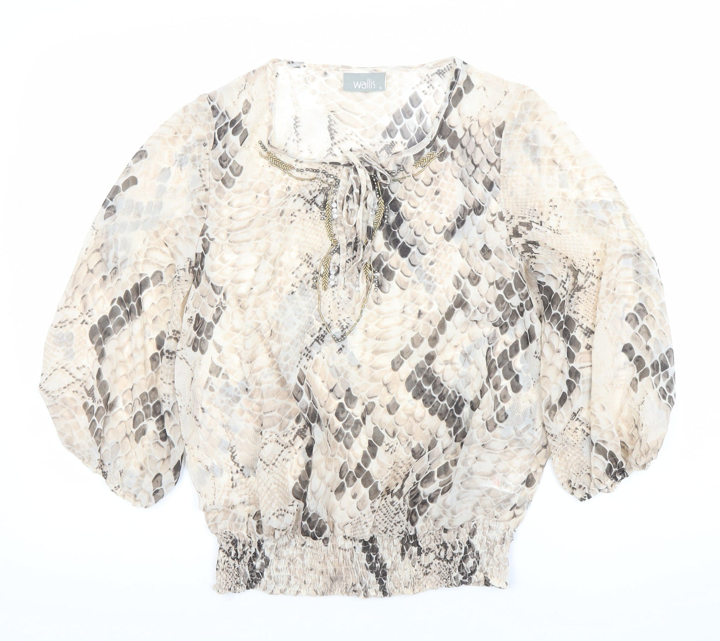 Wallis Womens Multicoloured Snake Print Tunic Blouse S 3/4 Sleeve