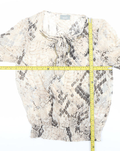 Wallis Womens Multicoloured Snake Print Tunic Blouse S 3/4 Sleeve