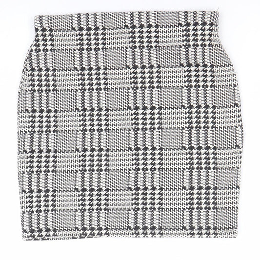 New Look Women’s Black White Check Pencil Skirt Size 10