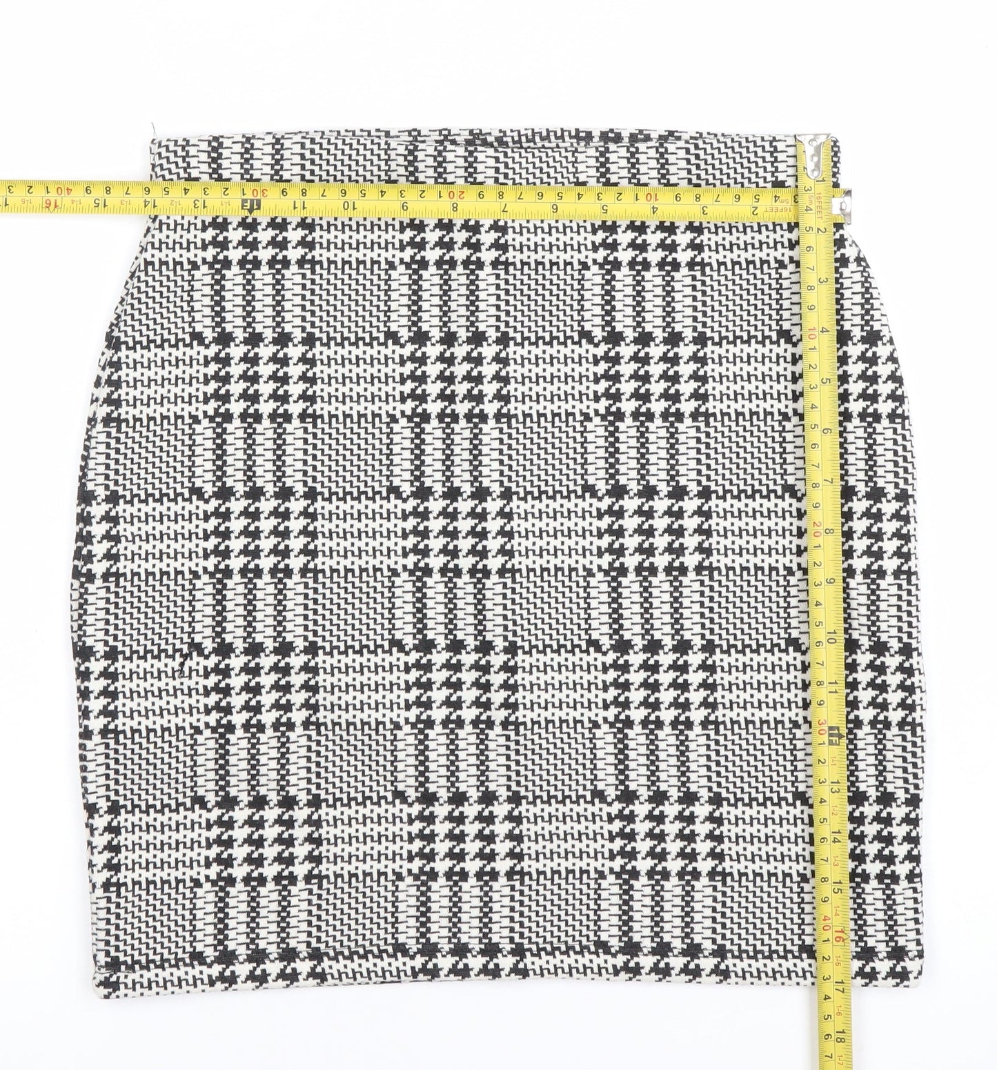 New Look Women’s Black White Check Pencil Skirt Size 10