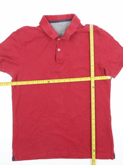 Marks and Spencer Men’s Red Cotton Polo Shirt Size M Regular Fit
