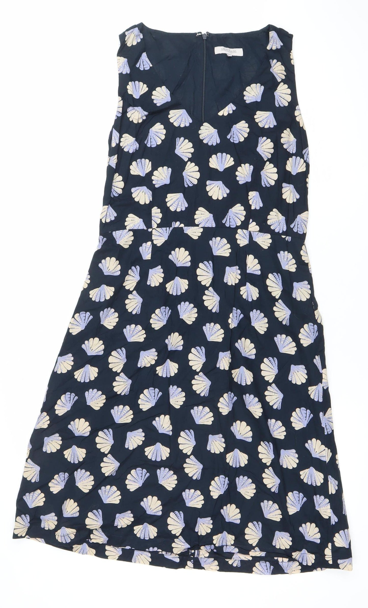 Great Plains Women Blue Knee Length Sleeveless A-Line Dress M
