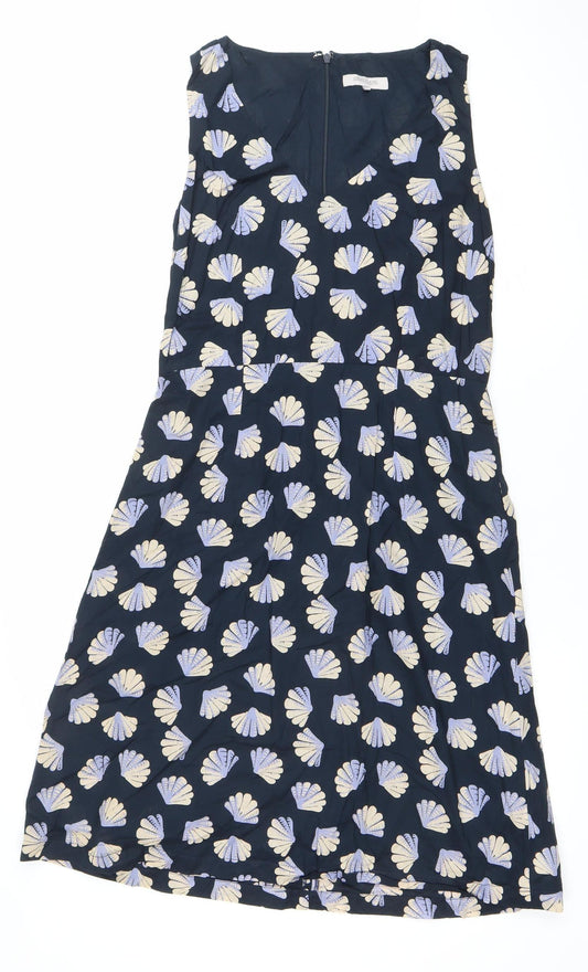 Great Plains Women Blue Knee Length Sleeveless A-Line Dress M