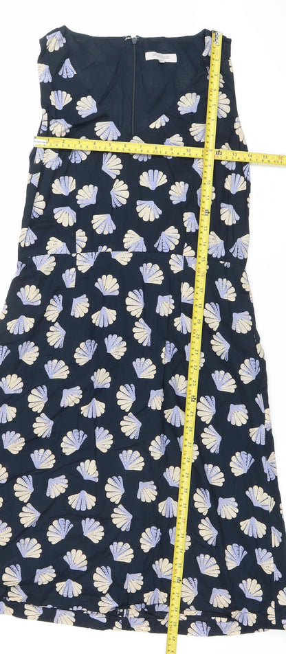 Great Plains Women Blue Knee Length Sleeveless A-Line Dress M