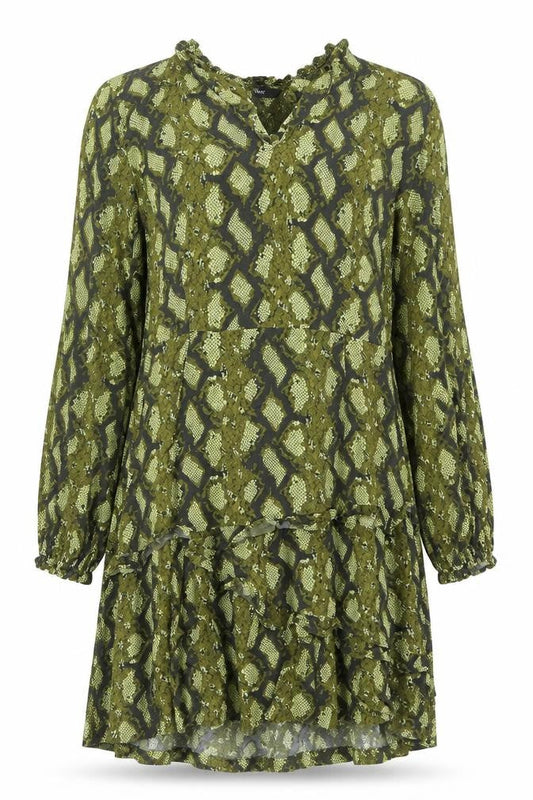 Next Women’s Green Animal Print Mini Shift Dress UK 10 Long Sleeve