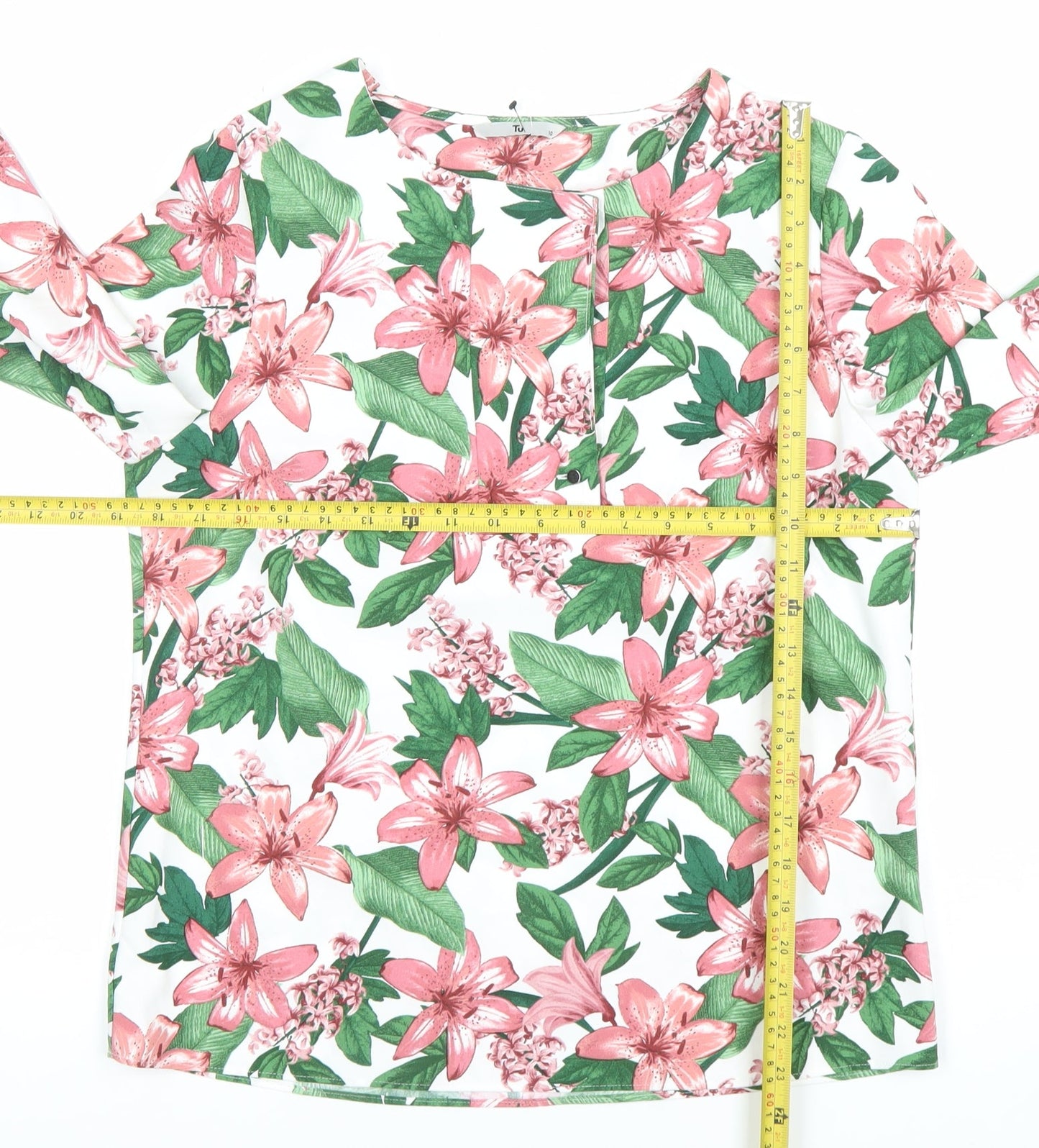 TU Women’s Multicoloured Floral Blouse Size 10 Long Sleeve Tunic