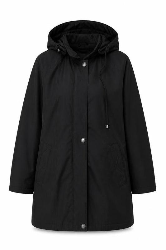 Bonmarché Women’s Black Mid-Length Waterproof Rain Coat Size M