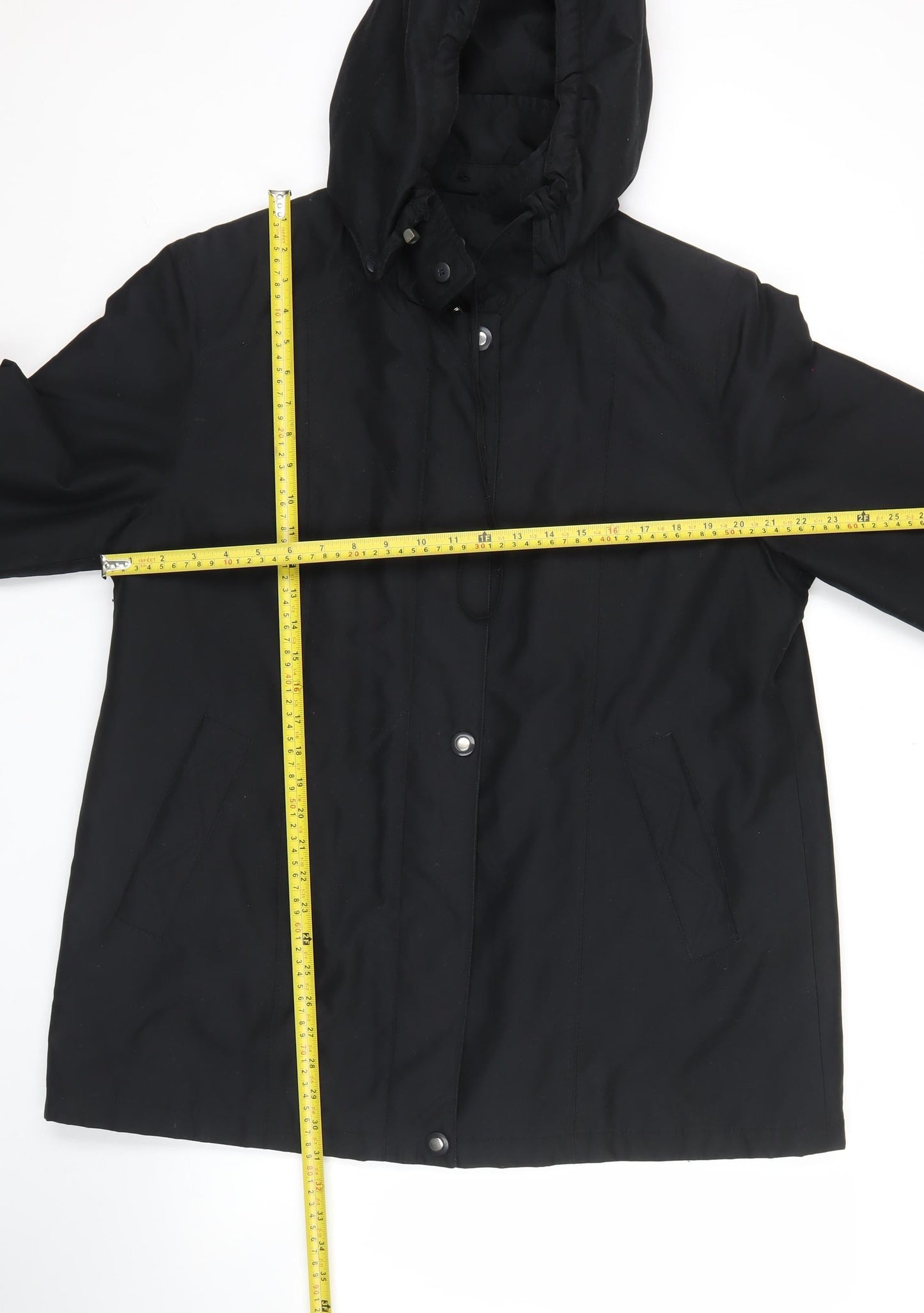 Bonmarché Women’s Black Mid-Length Waterproof Rain Coat Size M