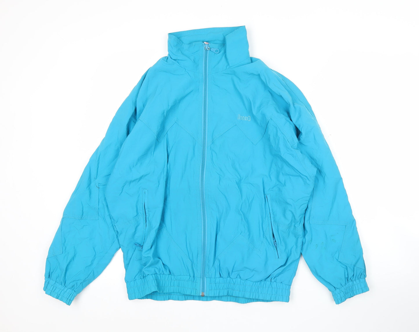 Rodeo Teens Blue Nylon Windbreaker Jacket Size 12 Retro Sportswear