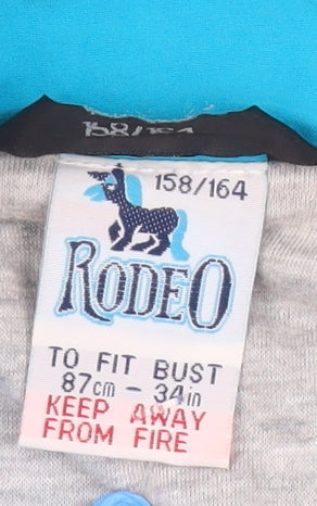 Rodeo Teens Blue Nylon Windbreaker Jacket Size 12 Retro Sportswear