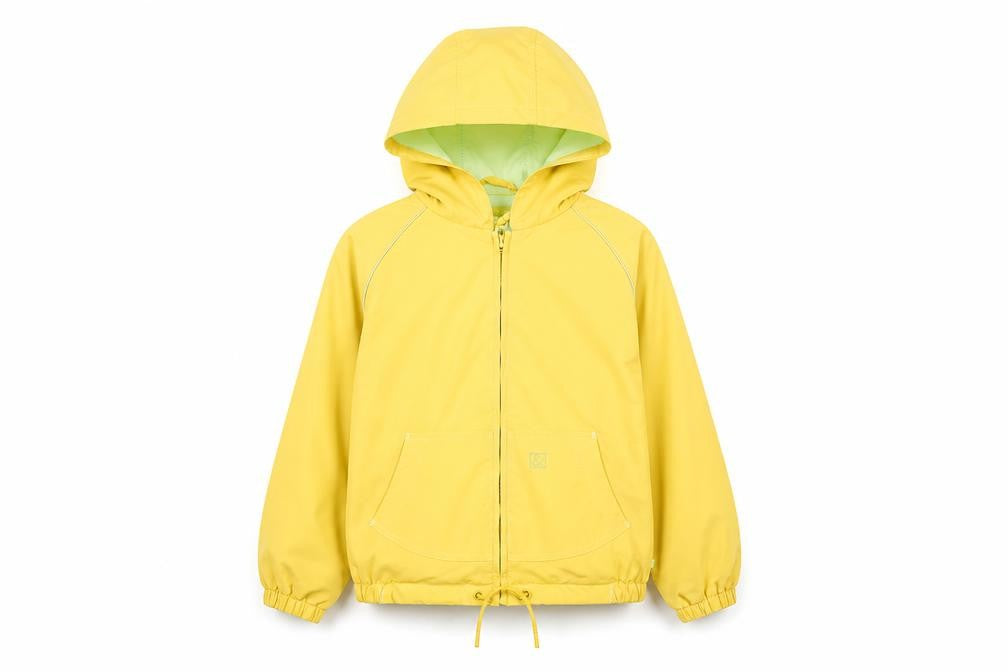 Front view of Track & Field boys’ yellow windbreaker jacket hooded 9 years