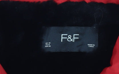 F&F Womens Red Size 10 Puffer Jacket Winter Coat
