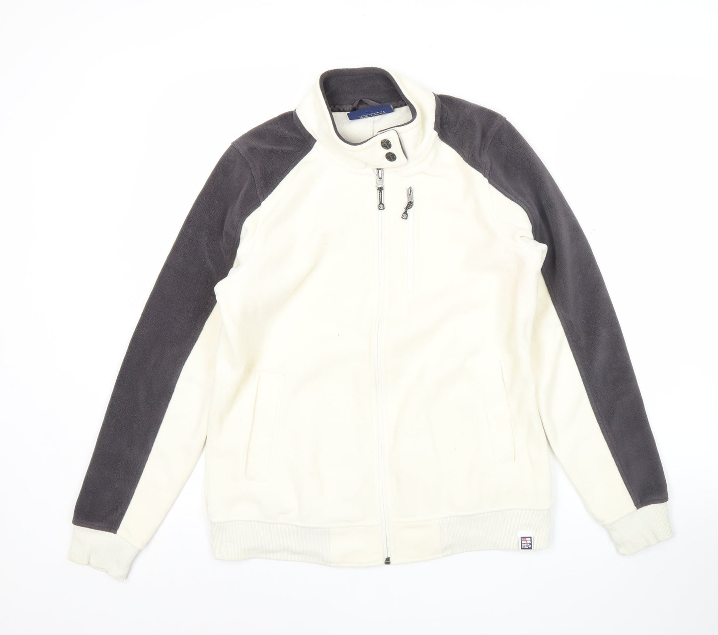 Next Women’s White Fleece Jacket Size 12 Full Zip Nautical Style