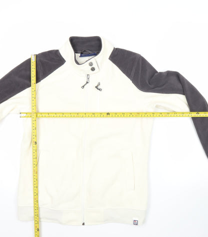 Next Women’s White Fleece Jacket Size 12 Full Zip Nautical Style