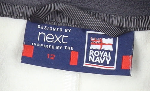 Next Women’s White Fleece Jacket Size 12 Full Zip Nautical Style