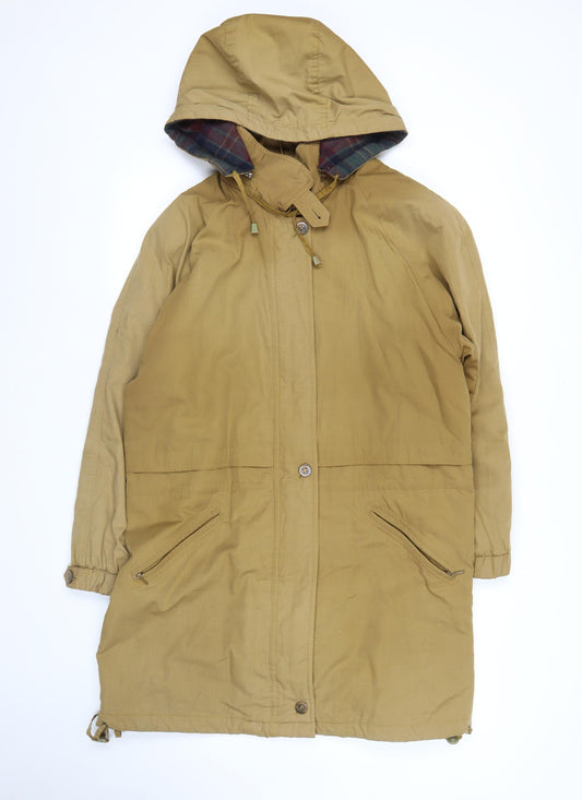 Klass Women’s Brown Hooded Parka Jacket Size S Long Cotton