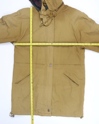 Klass Women’s Brown Hooded Parka Jacket Size S Long Cotton