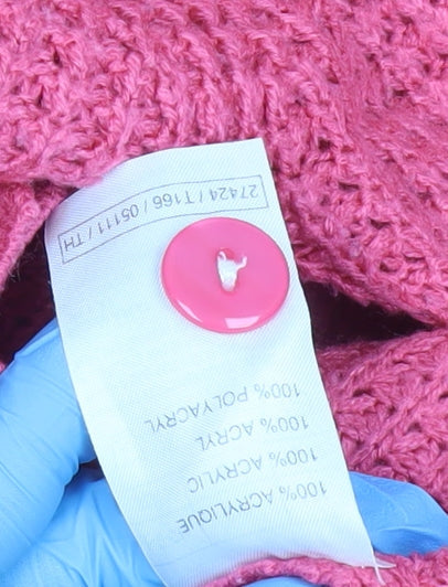 Damart Womens Pink Acrylic Knit Cardigan Size 10 V-Neck Long Sleeve