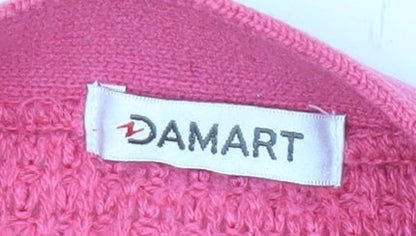 Damart Womens Pink Acrylic Knit Cardigan Size 10 V-Neck Long Sleeve
