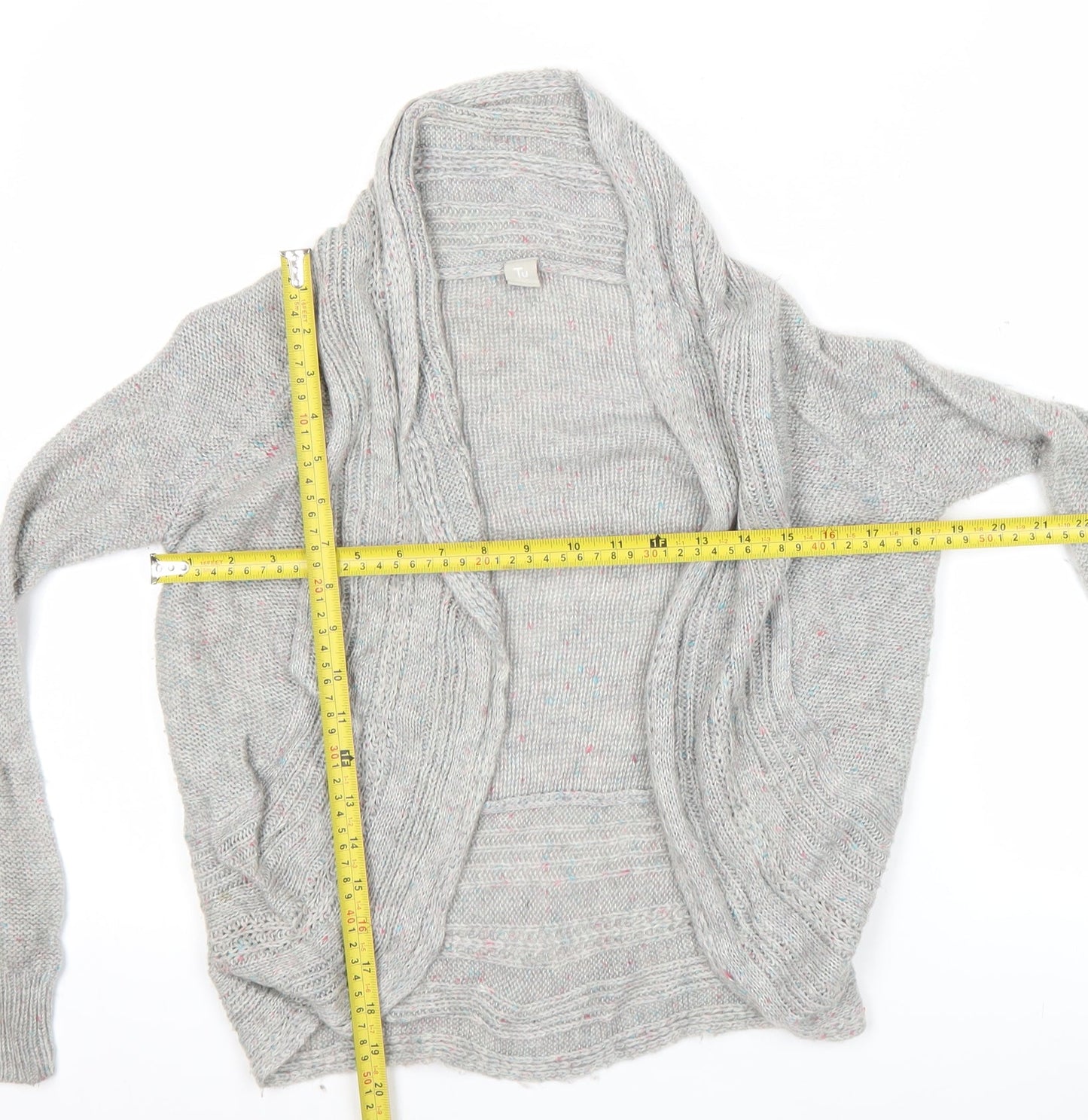 Tu Girls Grey Cardigan Jumper 8 Years Acrylic Knit Long Sleeve