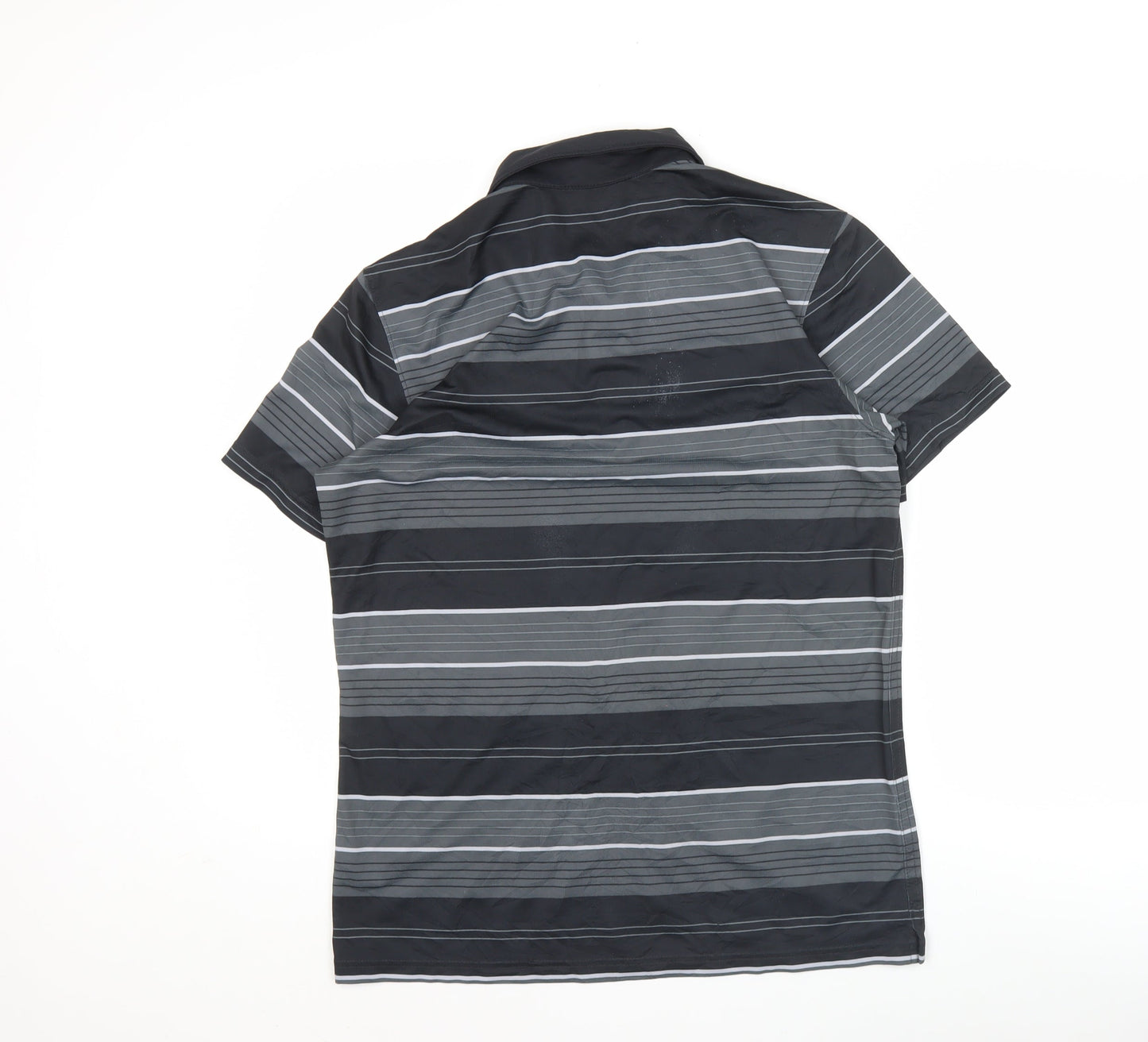 Nike Men's Black Striped Polo Shirt M Dri-Fit Golf Activewear