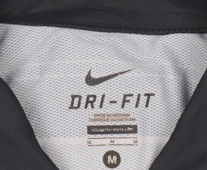 Nike Men's Black Striped Polo Shirt M Dri-Fit Golf Activewear