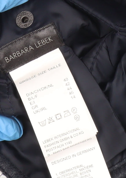 Barbara Lebek Womens Blue Floral Quilted Jacket Size 14