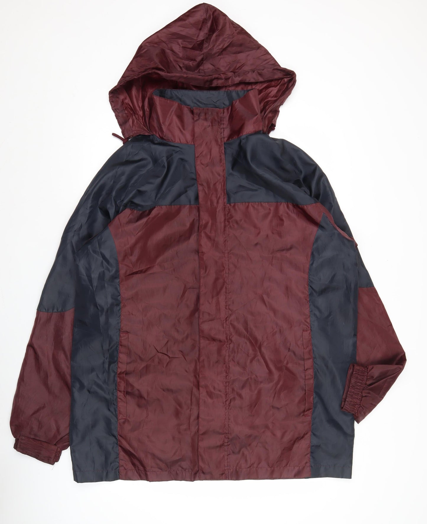 Cotton Traders Mens Burgundy Windbreaker Jacket L Hooded Polyester
