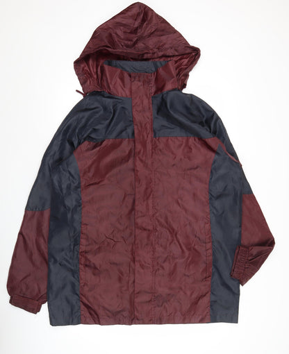 Cotton Traders Mens Burgundy Windbreaker Jacket L Hooded Polyester