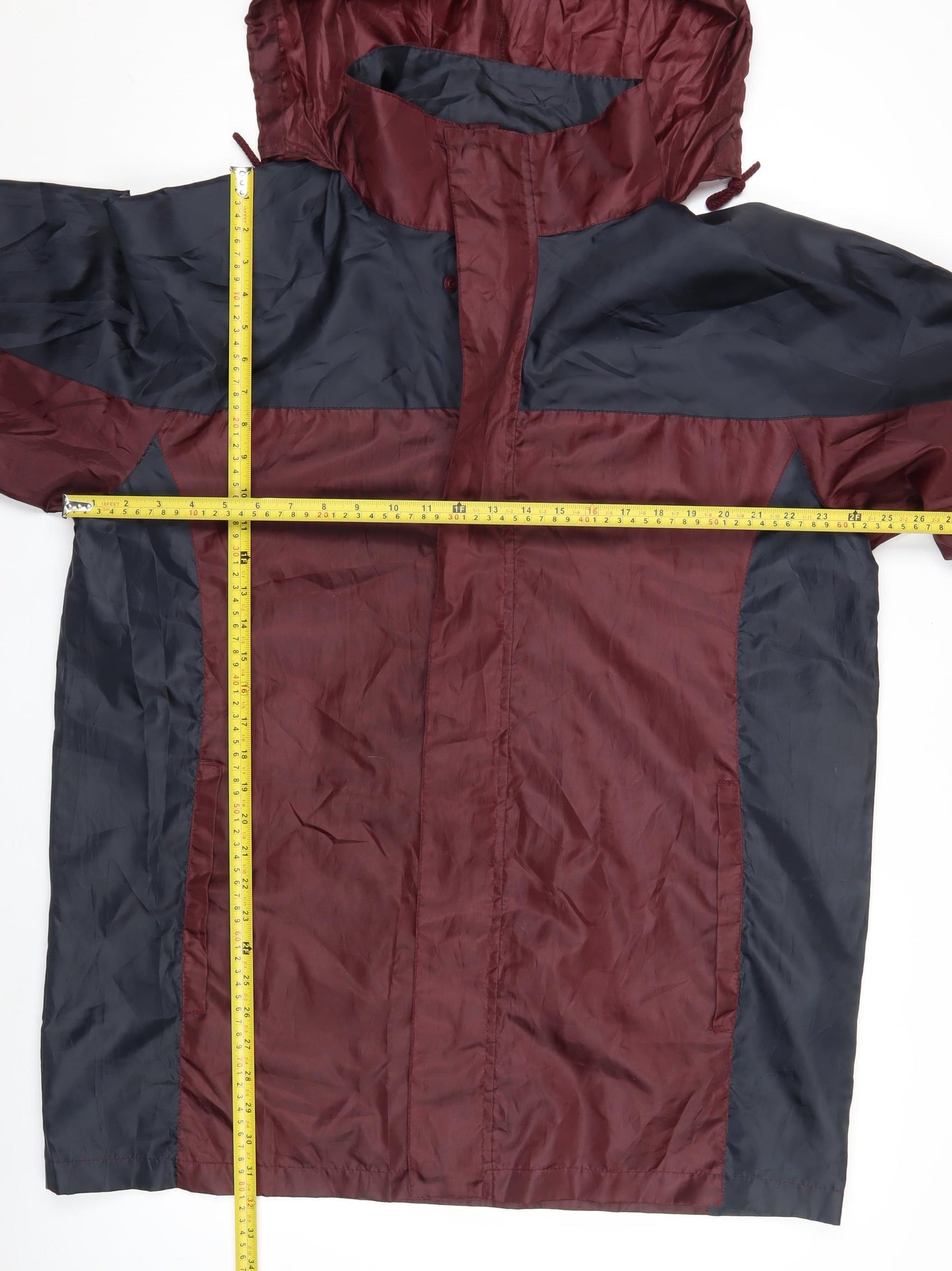 Cotton Traders Mens Burgundy Windbreaker Jacket L Hooded Polyester