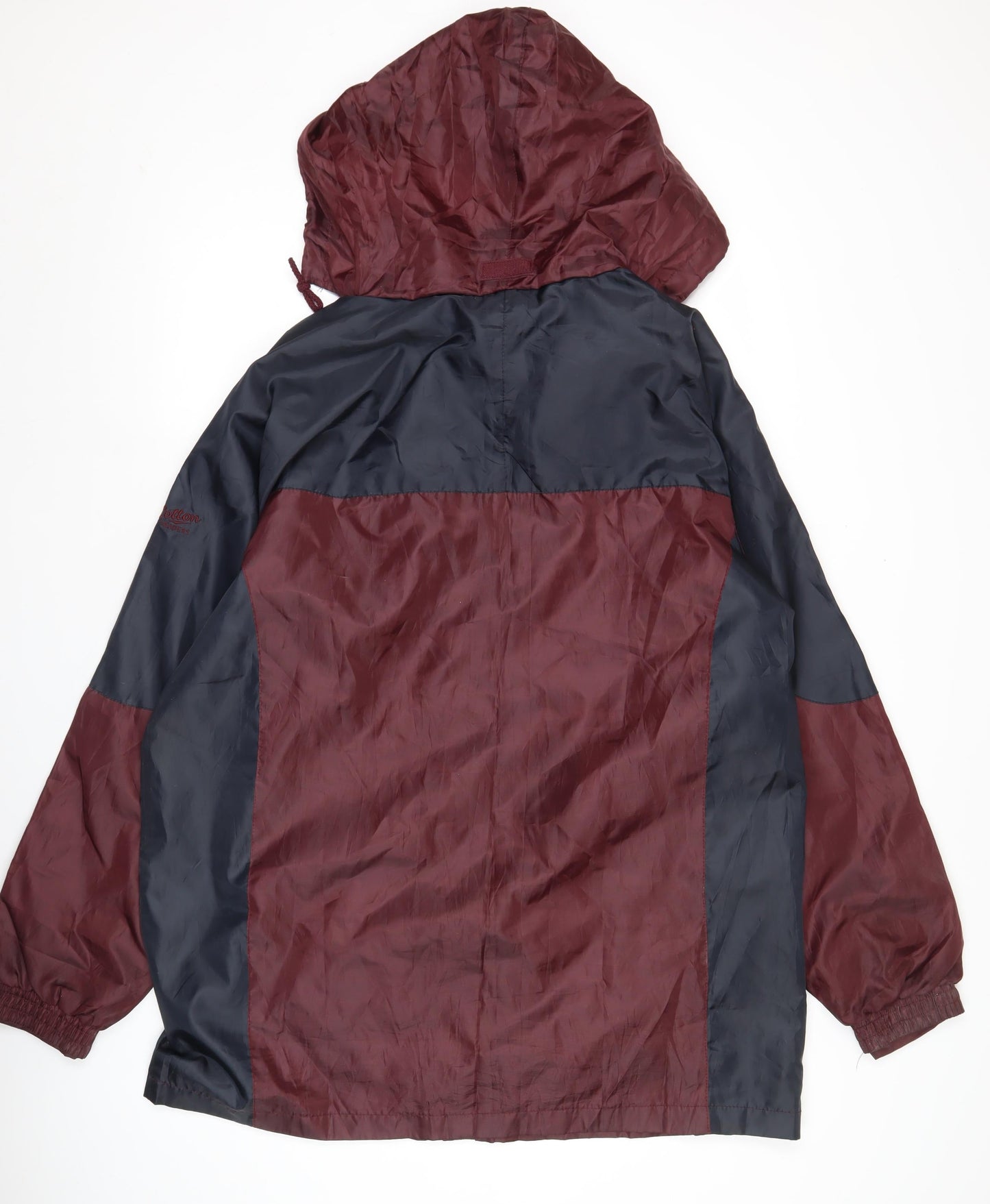 Cotton Traders Mens Burgundy Windbreaker Jacket L Hooded Polyester